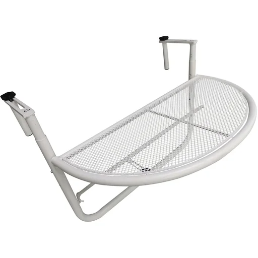 "Balkonhängetisch Hängetisch höhenverstellbar halbrund Ø30 cm Terrasse Metall Weiß image"