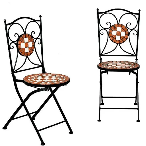 "Mosaikstuhl GERNIKA mit Metallgestell und klappbarem 2er-Set image"
