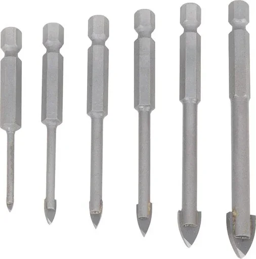 "HM-Glasbohrer-Satz mit 1/4" Sechskant-Aufnahme 6-teilig image"