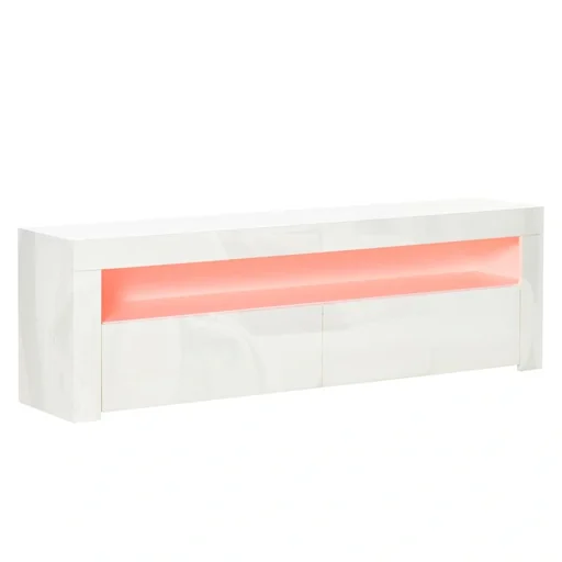 "Fernsehtisch Fernsehschrank TV-Board TV-Schrank Unterschrank mit LED und Schublade MDF Spanplatte Weiß 160 x 35 x 50 cm image"