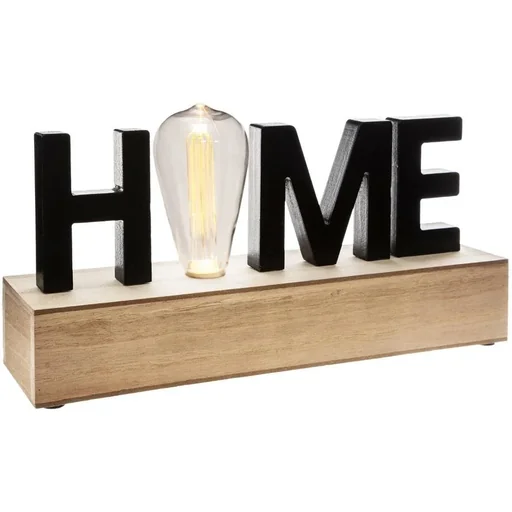 "NL Lampe mit HOME Text - 34 cm - Holz image"