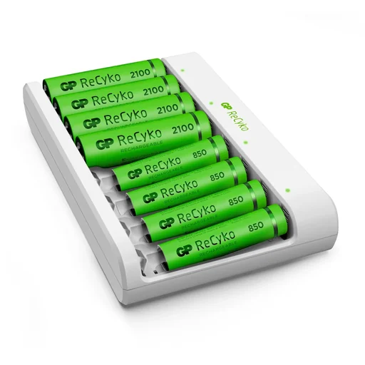 "USB Ladegerät für 8 AA/AAA NiMH Akkus inkl. 4 ReCyko Mignon Akkus 2100 mAh + 4 ReCyko Micro Akkus 850 mAh image"