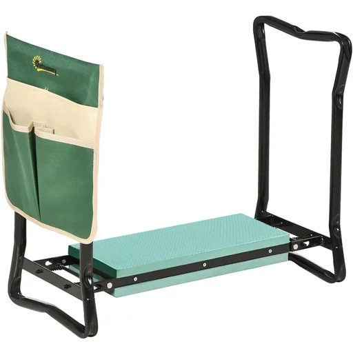 "Gartenhocker mit Werkzeugtasche grün image"