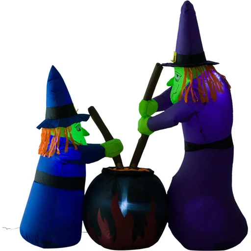 "Aufblasbare Hexen Höhe: 1,8m Halloween Deko mit LED image"