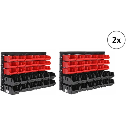 "2x Geräteschuppen mit Stapelboxen 32 Stück - 2 Wandplatten von 32x38x2 cm image"