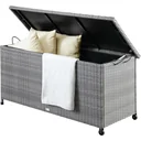Aufbewahrungsbox Garten Poly Rattan Wasserdicht rollbar grau 122x56x61 cm