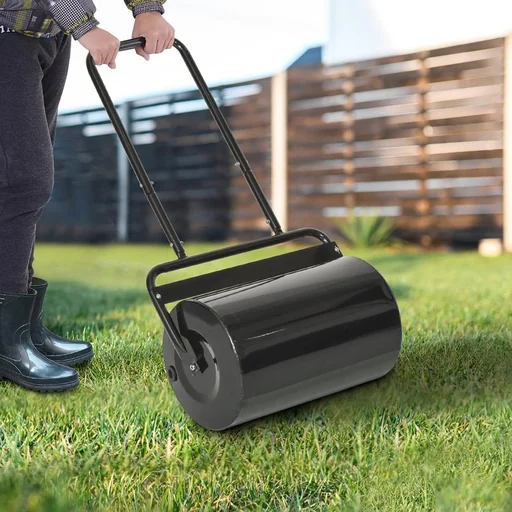 "Rasenwalze mit U-Griff, Gartenwalze, Gartenrolle, 32 cm Durchmesser, 38 L Wasser-/62 kg Sand, Metall, Schwarz, 57 x 32,5 image"