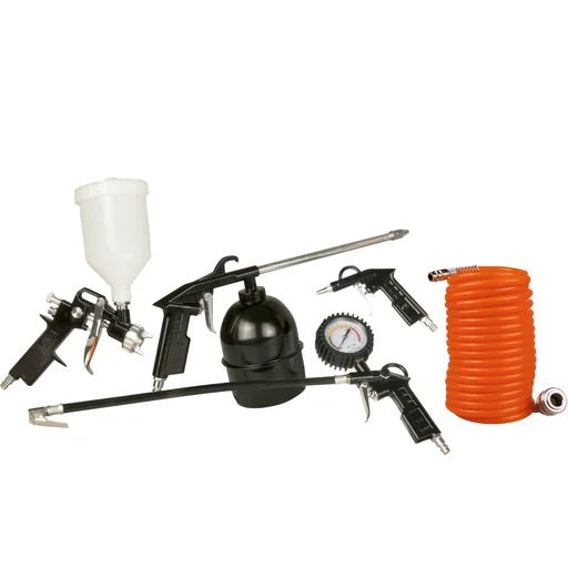 "ATM1036 Druckluftwerkzeug-set - 5-Teilig - Farbspritzpistole - Sprühpistole - Riefenfüller - Ausblaspistole - Spiralschl image"