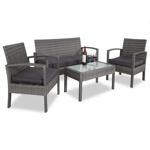 "Polyrattan Loungeset 7-teilig - Grau / Anthrazit image"