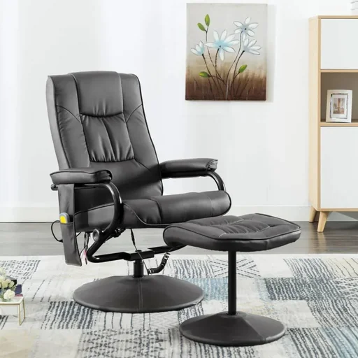 "Massagesessel mit Fußhocker Kunstleder grau image"