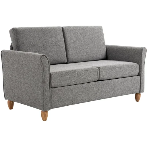 "Doppelsofa 2-Sitzer-Sofa abnehmbar mit Kissen 200 kg-Belastbarkeit Leinen Schaumstoff Hellgrau 141 x 65 x 78 cm image"