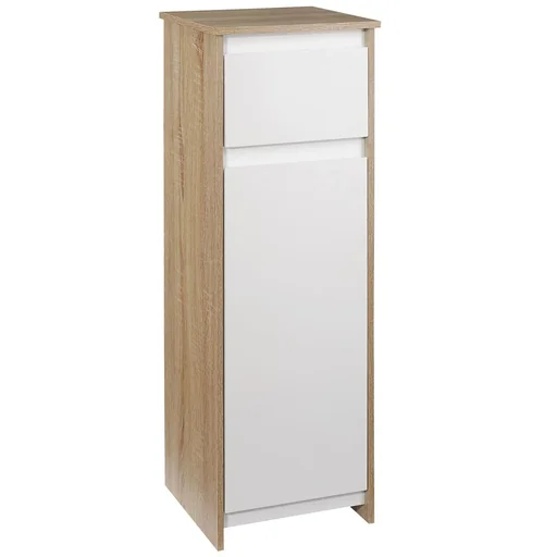 "Badschrank Badkommode Badezimmerschrank Badregal Standschrank mit 2-stufigen Schrank und 1 Schublade Umschlagdesign plat image"