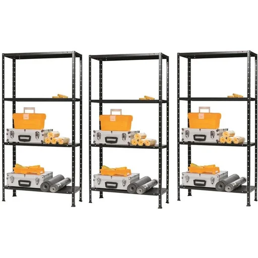 "Aufbewahrungsregal 3er-Set - Schwarz 150 x 73 x 30 Ablagefläche image"