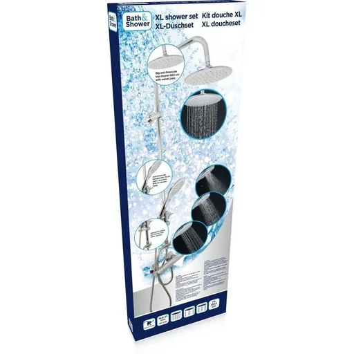 "XL Dusch-Set mit Regenbrause und Handbrause - rund - 3 Funktionen image"