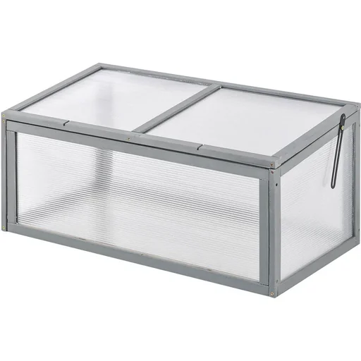 "Mini-Gewächshaus, Holz + Polycarbonat, grau, 90 x 46 x 40 cm image"