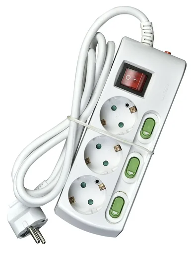 "Steckdosenleiste mit Einzelschaltung und Überlastungsschutz - 3 fach image"