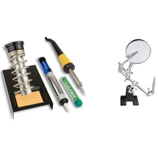 "Werkzeug Lötset ECO LS30 inklusive Lötstation inkl. Werkzeug Löthilfe dritte Hand mit Lupe 5x65mm image"