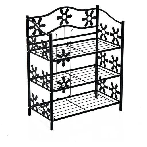 "Schuhregal Metallregal Pflanzenständer Schuhablage Standregal 3 Etagen Metall Schwarz 59 x 29,8 x 72 cm image"