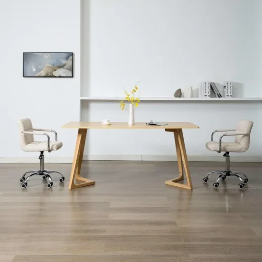 "Esszimmerstühle drehbar 2 Stück Stoff creme image"