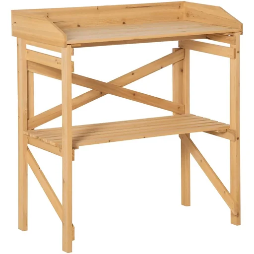 "Pflanztisch mit Ablagefläche Blumentisch Gärtnertisch Garten Holz Hellbraun 80 x 40 x 84 cm image"