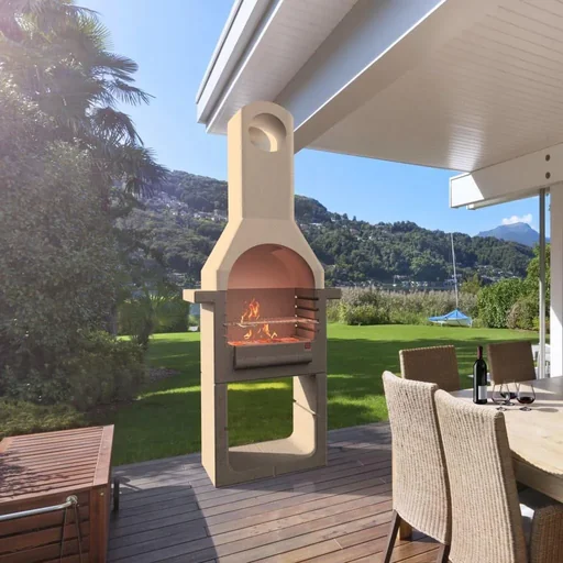 "Holzkohlegrill mit Schornstein aus Beton image"