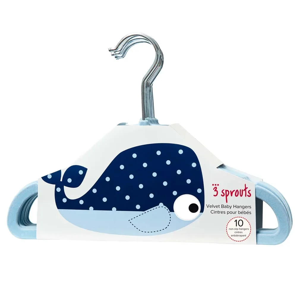 3 Sprouts Kinder Kleiderbügel Wal uni blau