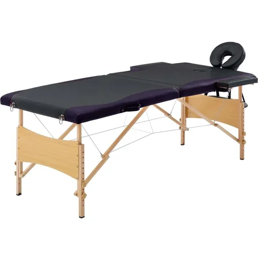 "Klappbarer Massagetisch 2 Zonen Holz schwarz image"