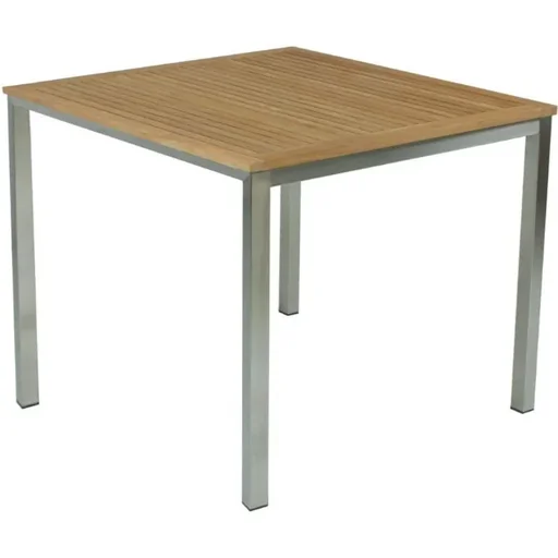 "Tisch DENVER, 90x90cm, Edelstahl 304 gebürstet / Teak FSC 100% image"
