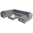 8-teiliges Lounge-Set mit Polstern Poly Rattan grau