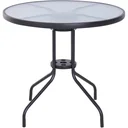 Gartentisch Balkontisch Bistrotisch Gartenmöbel mit Schirmloch Hartglas + Metall Schwarz Ø80 x 72 cm