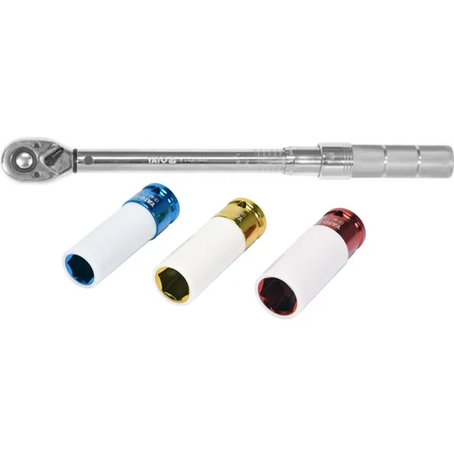 "Drehmomentschlüssel - 3/8Zoll - 10-60Nm - 40cm + 3-teiliger Steckschlüsselsatz image"