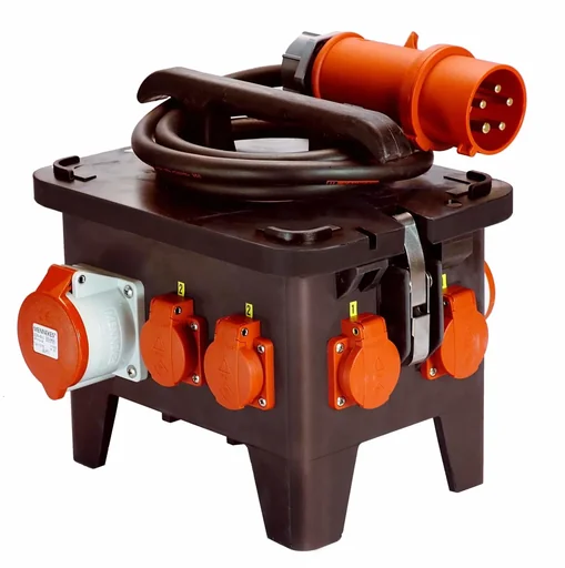 "Baustellenstromverteiler M3 Anschluss CEE 400V, 32A, 4 Steckdosen 230V, 1+1 CEE-Steckdosen 400V image"