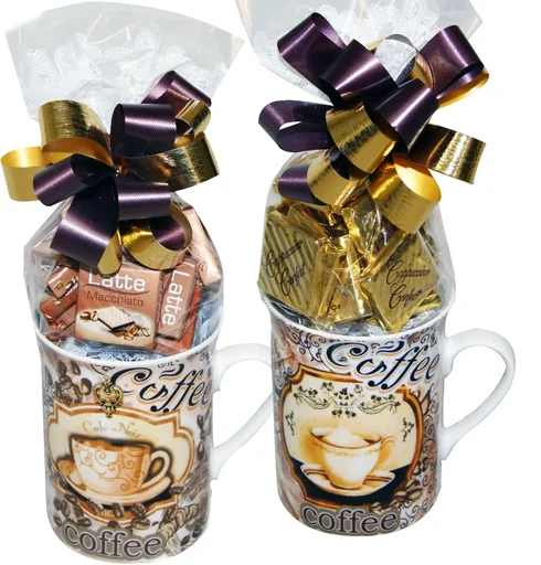 "Kaffeebecher "Coffee" aus Porzellan gefüllt mit Eiskonfekt, 2er Set image"