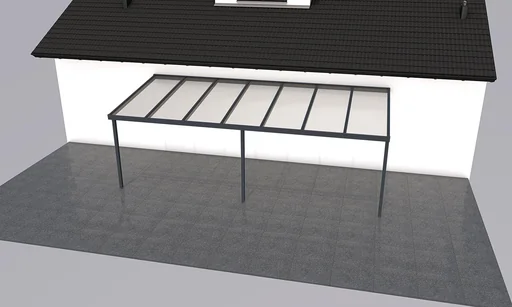 "Terrassendach Premium, anthrazit, 7120 x 3060 mm - Acryl Stegplatten 16mm, klar image"