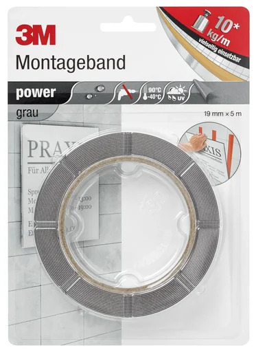 "Doppelseitiges Power Klebeband, 0,19 x 5,00 m für Innen u. Außen image"