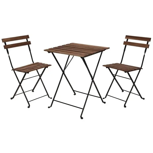 "NL Pro Garden Bistro Set 3-teilig - 71x55x54 cm - Holz Dunkelbraun/Schwarz Metall image"