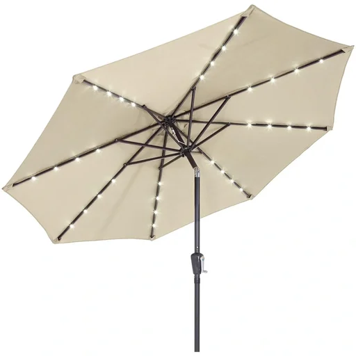"Sonnenschirm Maïmi mit LED-Beleuchtung, kippbar, cremefarben - Ø 2,7m image"