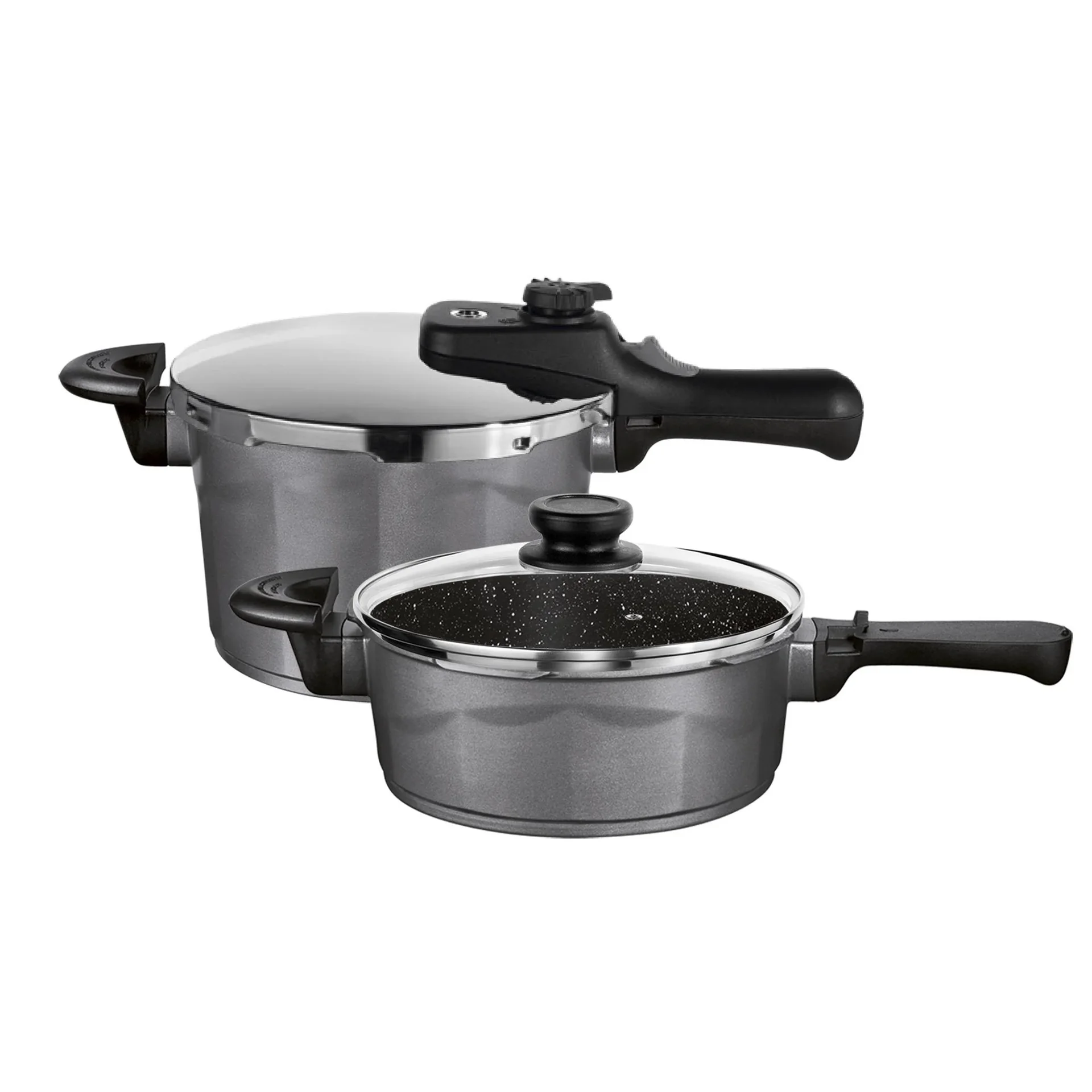 Aluguss Schnellkochtopf-Set 6 tlg. 5 Liter + 3 Liter