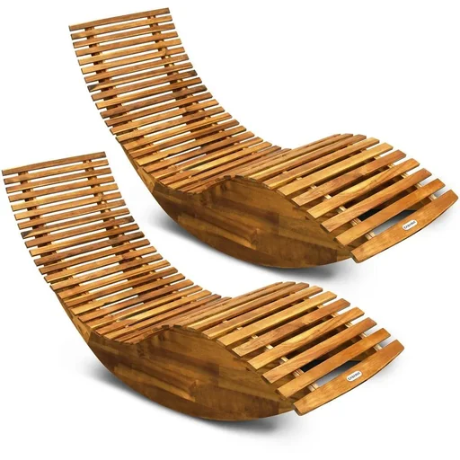 "Ergonomischer Schaukelstuhl Akazienholz FSC zertifiziert - 2 Stück image"