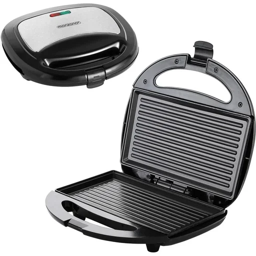 "Kontaktgrill - Panini-Grill - Schwarz/Silber 750W image"