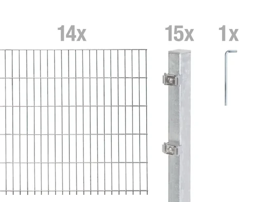 "Doppelstabmattenzaun Komplettset, feuerverzinkt, Höhe 80 cm, Länge 28 m image"