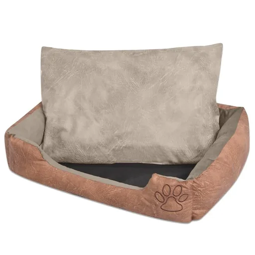 "Hundebett Kissen PU-Leder Größe L beige image"