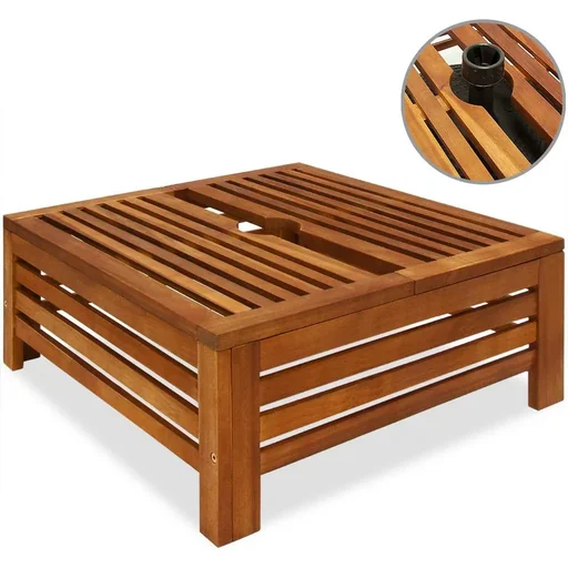 "Sonnenschirmfußtisch, Gartentisch, Beistelltisch, Sonnenschirmfußabdeckung, Akazienholz 62x62x26cm image"