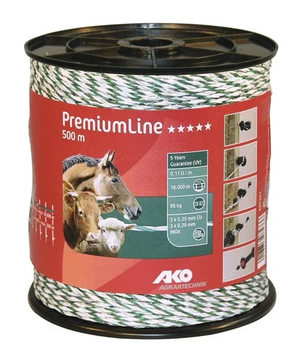 "Weidezaunlitze Premium Line, 500 m, weiß/grün image"