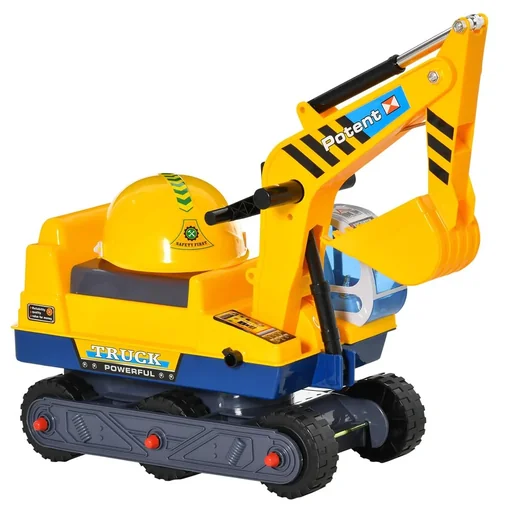 "Kinderbagger Sitzbagger für Kleinkinder Rutscher Kinder Sitzbagger mit eingebautem Ablagefach Laufrad mit Schutzhelm dre image"