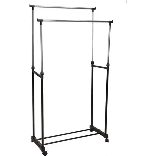 "Storage Solutions Premium Doppel-Kleiderständer - mobil - höhenverstellbar - Edelstahl image"