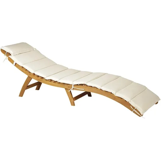 "Sonnenliege Relaxliege Gartenliege Gartenmöbel faltbar Akazienholz mit Kissen Teak + Weiß 53 x 191 x 60,5 cm image"