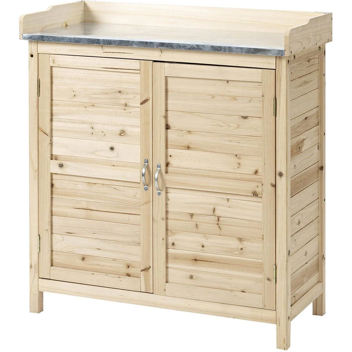Gartenschrank Pflanztisch mit Unterschrank Holz Geräteschrank Schrank mit 2 Einlegeböden Geräteschuppen Garten Schuppen