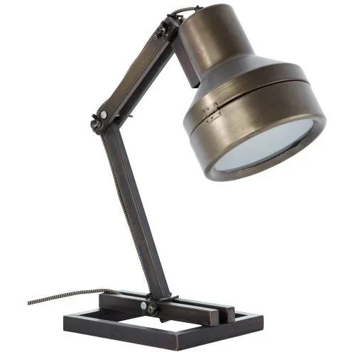 "Tischleuchte Hardwork industriell Holzschwarz Metall 60W E27 image"