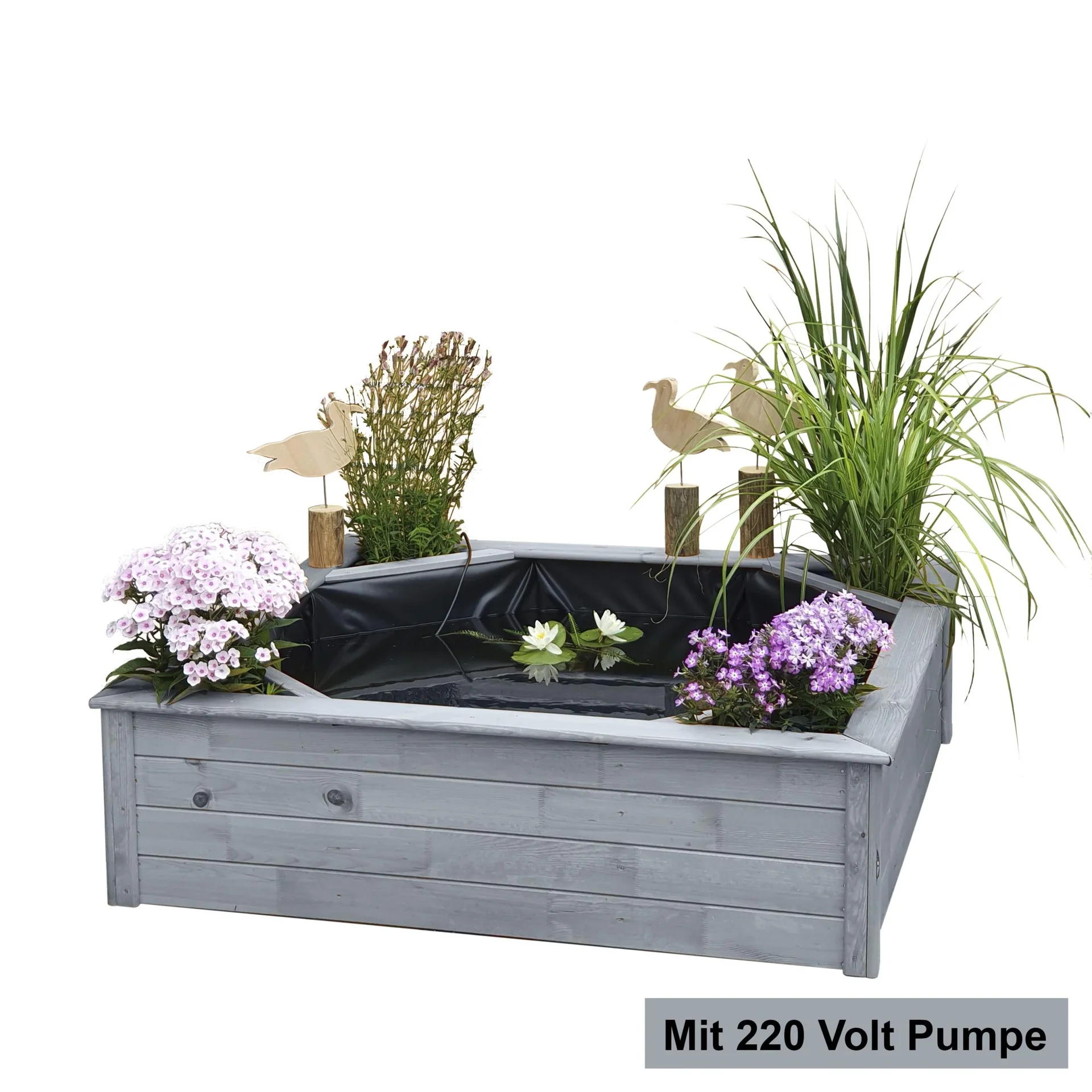 Hochteich mit 4 seitlichen Pflanzzonen, grau